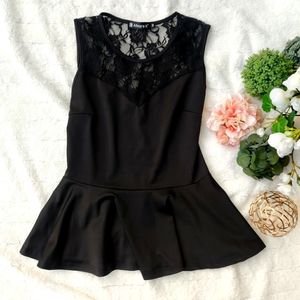 Black lace peplum top